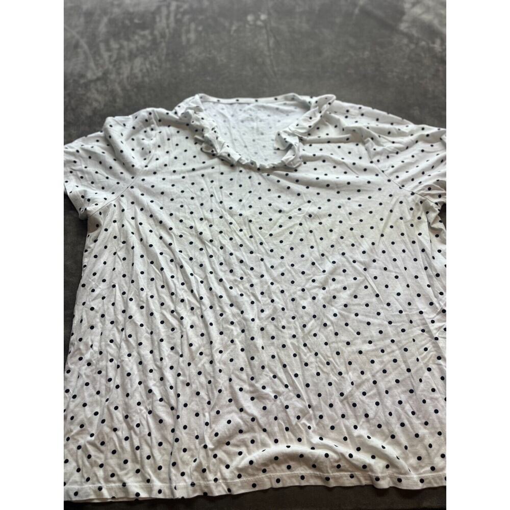 TALBOTS WOMEN'S BLOUSE TOP SIZE‎ 3X WHITE POLKA DOT Short Sleeve
